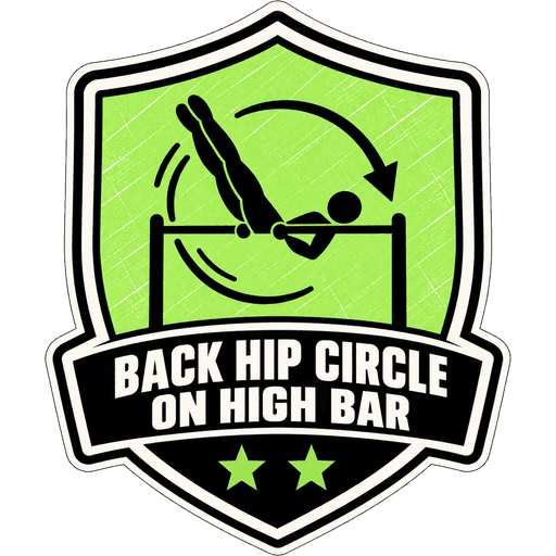 Back Hip Circle on High Bar award, not earned yet